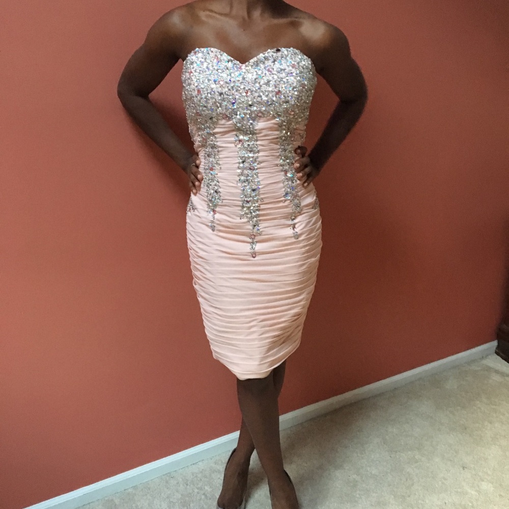 Pink Beaded JJs house cocktail dress